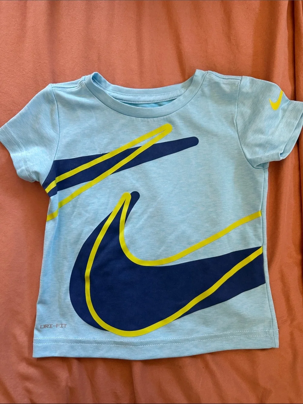 Nike Kids Tee & Shorts Set - White & Aqua with Navy Swoosh - Picture 2 of 5
